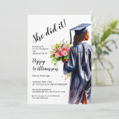 Invitation Elle L'A Fait Aquarelle Graduation (Debout devant)