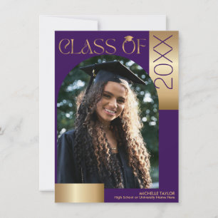 Invitation Elle L'A Fait Arc Moderne Photo Purple Graduation