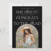 Invitation Elle L'A Fait B&W Arch Font Hybrid Police Moderne (Devant)