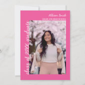 Invitation Elle L'A Fait Branché Chic Hot Pink Photo Graduati (Dos)