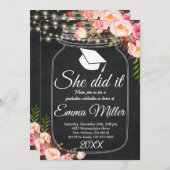 Invitation Elle L'A Fait, Chalkboard Graduation Party (Devant / Derrière)