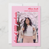 Invitation Elle L'A Fait Chic Tassel Rouge & Rose Photo Gradu (Dos)