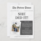 Invitation Elle L'A Fait Classique Vieux Journal Graduation P (Devant)