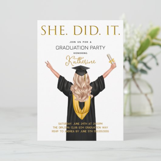 Invitation Elle L'A Fait Diplôme (Debout devant)