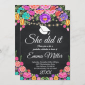 Invitation Elle L'A Fait, Diplôme Mexicain De Chalkboard (Devant / Derrière)