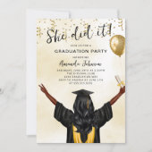 Invitation Elle L'A Fait Fête De Diplôme Féminin (Devant)