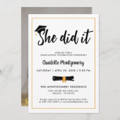 Invitation Elle L'A Fait Grad Casquette Tassel Graduation Par (Devant / Derrière)