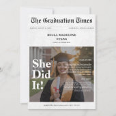 Invitation Elle L'A Fait Graduation 2025 Newspaper Overlay Ph (Devant)