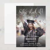 Invitation Elle L'A Fait ! Graduation de la photo de dégradé  (Devant / Derrière)