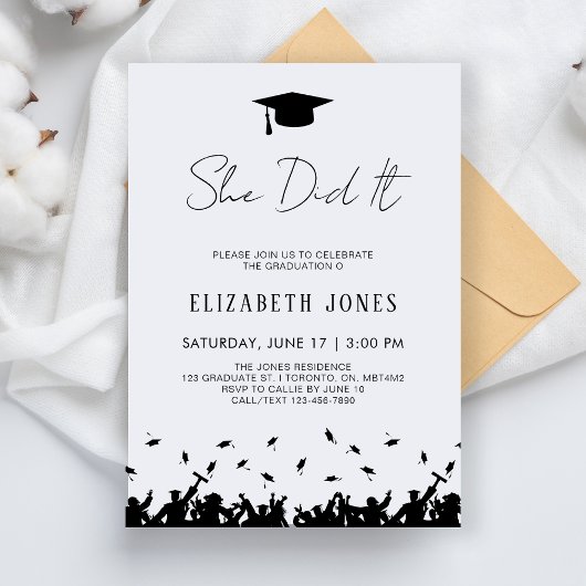 Invitation Elle L'A Fait Graduation Party Classe De 2025 Grad