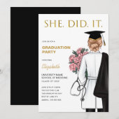 Invitation Elle L'A Fait Infirmier Les Diplômes De L'École Mé (Devant / Derrière)