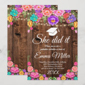 Invitation Elle L'A Fait, La Fête Mexicaine De La Diplôme (Devant / Derrière)