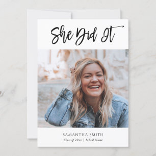 Invitation Elle L'A Fait Moderne Calligraphie Photo Graduatio