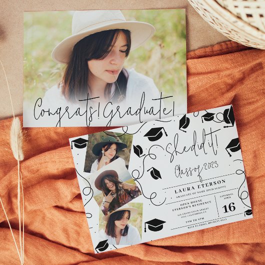 Invitation Elle l'a fait Moderne en noir et blanc