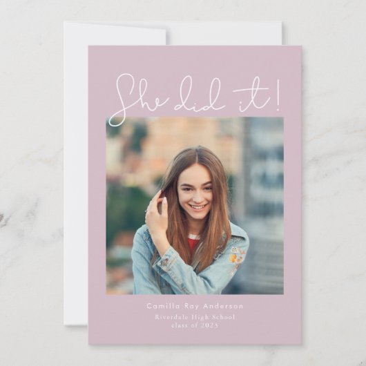 Invitation Elle L'A Fait ! Photo de la fête d'obtention du di (Devant)