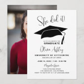 Invitation Elle L'A Fait Photo Graduation (Devant / Derrière)