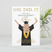 Invitation Elle L'A Fait Photo Graduation (Debout devant)