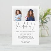 Invitation Elle L'A Fait Script 2 Photo 2024 Graduation Party (Debout devant)