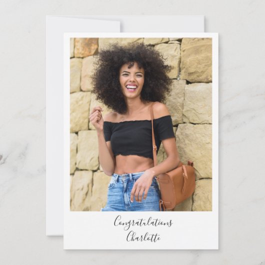 Invitation Elle L'A Fait Script Coeur Photo Graduation Party (Dos)