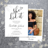 Invitation Elle L'A Fait Script Coeur Photo Graduation Party