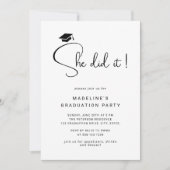Invitation Elle L'A Fait Script Minimal Photo Graduation Part (Devant)