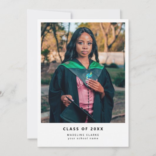 Invitation Elle L'A Fait Script Minimal Photo Graduation Part (Dos)