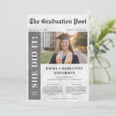 Invitation Elle L'A Fait | Simple Graduation Journal Photo (Debout devant)