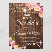 Invitation Elle L'A Fait - Soirée De Diplôme D'École De Soins (Devant / Derrière)