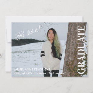 Invitation Elle L'A Fait ! Texte minimaliste - Photo de fin d