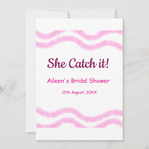Invitation Elle l'attrape lignes spirales aquarelles rose mar