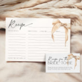 Invitation Elle lie le noeud Beige Bridal Bow Recette Card