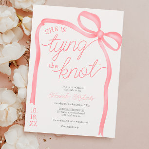 Invitation Elle noue la douche nuptiale de l'arc rose noeud