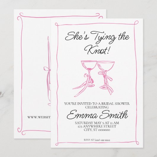Invitation Elle noue la Fête des mariées (Devant / Derrière)