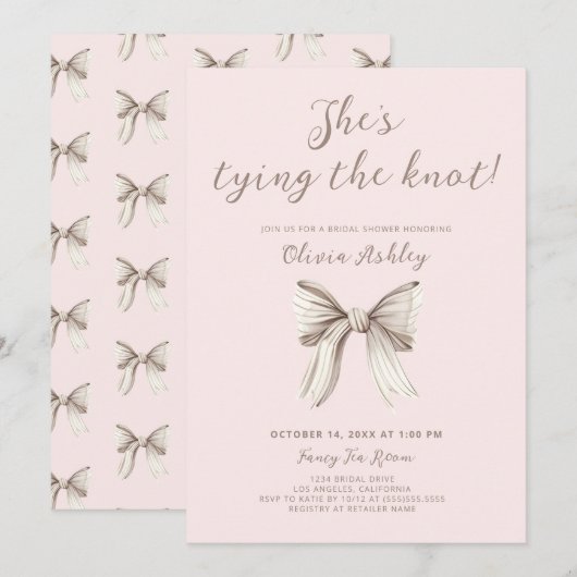 Invitation Elle noue la Fête des mariées (Devant / Derrière)