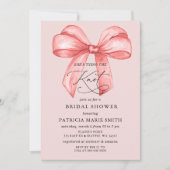Invitation Elle noue la Fête des mariées arc rose noeud (Devant)