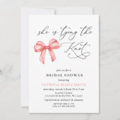 Invitation Elle noue la Fête des mariées arc rose noeud (Devant)