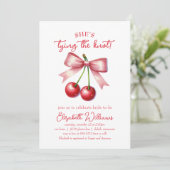 Invitation Elle noue la Fête des mariées cerise Coquette (Debout devant)