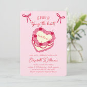 Invitation Elle noue la Fête des mariées cerise Coquette (Debout devant)