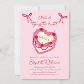 Invitation Elle noue la Fête des mariées cerise Coquette (Devant)