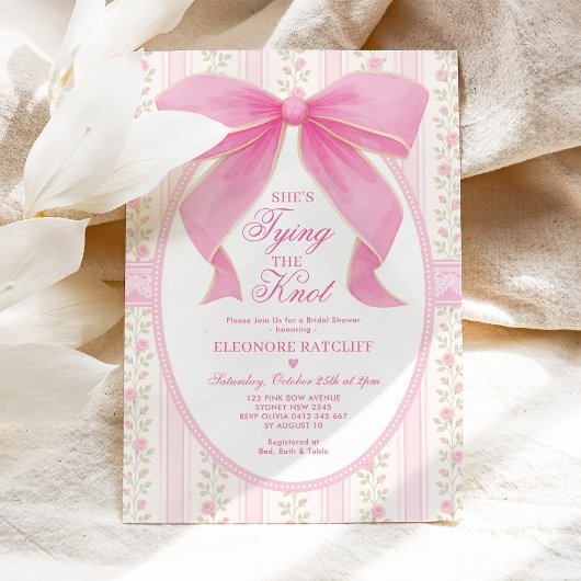 Invitation Elle noue la Fête des mariées de la chic boue rose