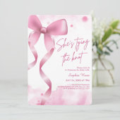 Invitation Elle noue la Fête des mariées de la patte rose dou (Debout devant)