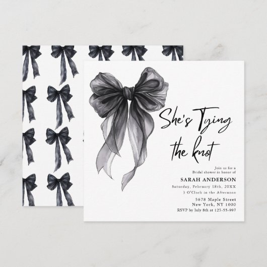 Invitation Elle noue la Fête des mariées de l'arc noir (Devant / Derrière)