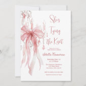 Invitation Elle noue la Fête des mariées de ruban rose (Devant)
