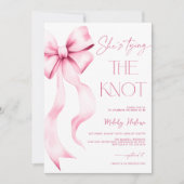 Invitation Elle noue la Fête des mariées de ruban rose (Devant)