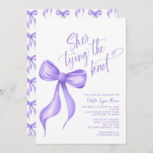 Invitation Elle noue la Fête des mariées pourpre du noeud