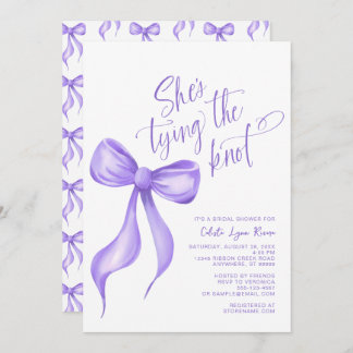 Invitation Elle noue la Fête des mariées pourpre du noeud