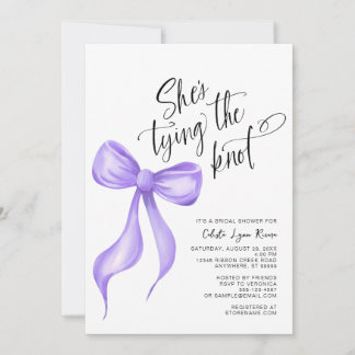 Invitation Elle noue la Fête des mariées pourpre du noeud