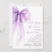 Invitation Elle noue la Fête des mariées pourpre du noeud (Devant)