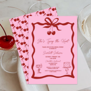 Invitation Elle noue la Fête des mariées rouge cerise de la b