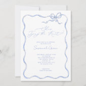 Invitation Elle noue la jolie Fête des mariées bleue de la co (Devant)